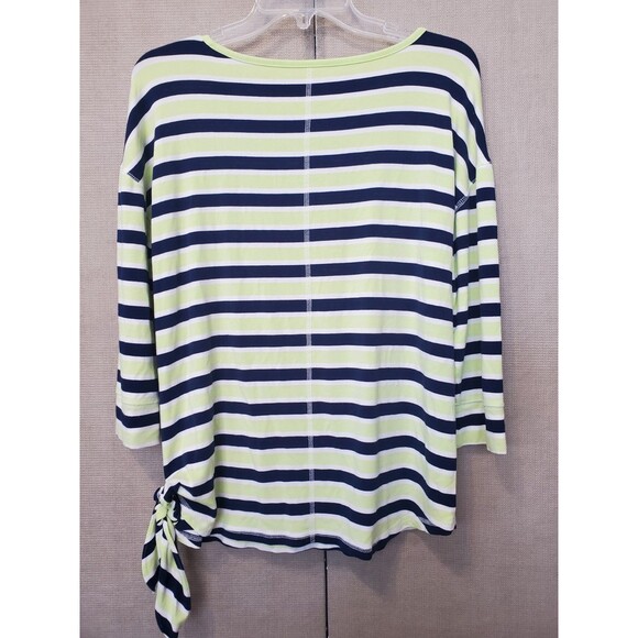 T By Talbots Jersey Knit Striped UPF 50+ Protection Side-Tie Top Size LP - Picture 4 of 5